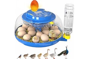 ZQOZQO 18 Egg Incubators for Hatching Eggs - Automatic Turner, Dual Trays, Digital Thermostat & Humidity Control, 360° View Window, Built-in Egg Candler, Hatches Chicken, Duck, Turkey, Quail, Peacock Eggs