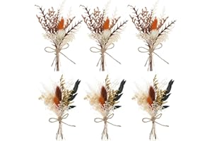 Auidy_6TXD 6 Pcs Boho Dried Flower Bouquets, Mini Dried Flowers for Crafts, Natural Dry Flowers Table Centerpieces Bridesmaid Flower Girl Gift Box for Boho Wedding, Birthday Cake Table Bottle Decor