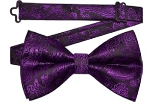 GUSLESON Bow Ties for Men Pre-tied Adjustable Paisley Bowties for Wedding Business Party