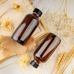 PINIWON 12 Pack 4 oz Amber Glass Bottles, 120ml