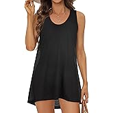 elescat Womens Swimsuit Cover Up Summer Sleeveless T Shirt Beach Dress Tank Bikini Coverups