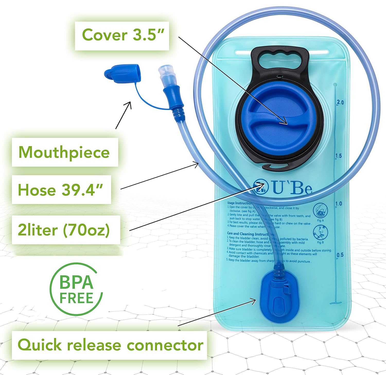 Kids Women Men Camelback Hiking Biking Running Bag with 2L Bladder UBE