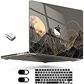 MEEgoodo Case for MacBook Pro 14 inch (M5/M4/M3/M2/M1) 2025 2024 2023 2021, Laptop Hard Shell Case Fit Model A3434/A3112/A3401/A3185/A2918/A2992/A2779/A2442 Pro/Max, Glowing Lines Full Moon
