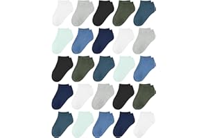 Cooraby 25 Pairs Kids' Socks Low Cut Socks Half Cushion Sport Ankle Athletic Socks for Boys Girls