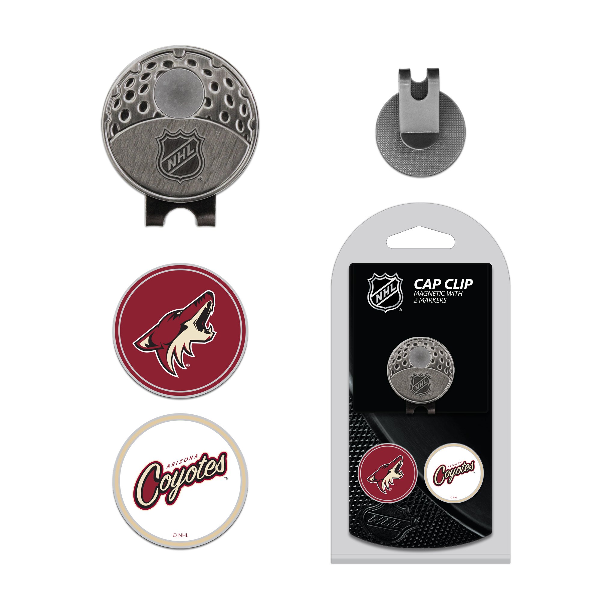 Team Golf NHL Golf Cap Clip with 2 Removable Double-Sided Enamel Magnetic Ball Markers, Attaches Easily to Hats