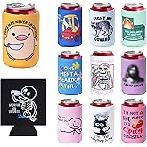12 Pack Funny Can Cooler Sleeves – Neoprene Can Sleeves Collapsible Drink Holder for Cans and Bottles – Drink Cooler Sleeves for Parties, Gifts, BBQs, Beach, Bachelor, Bachelorette