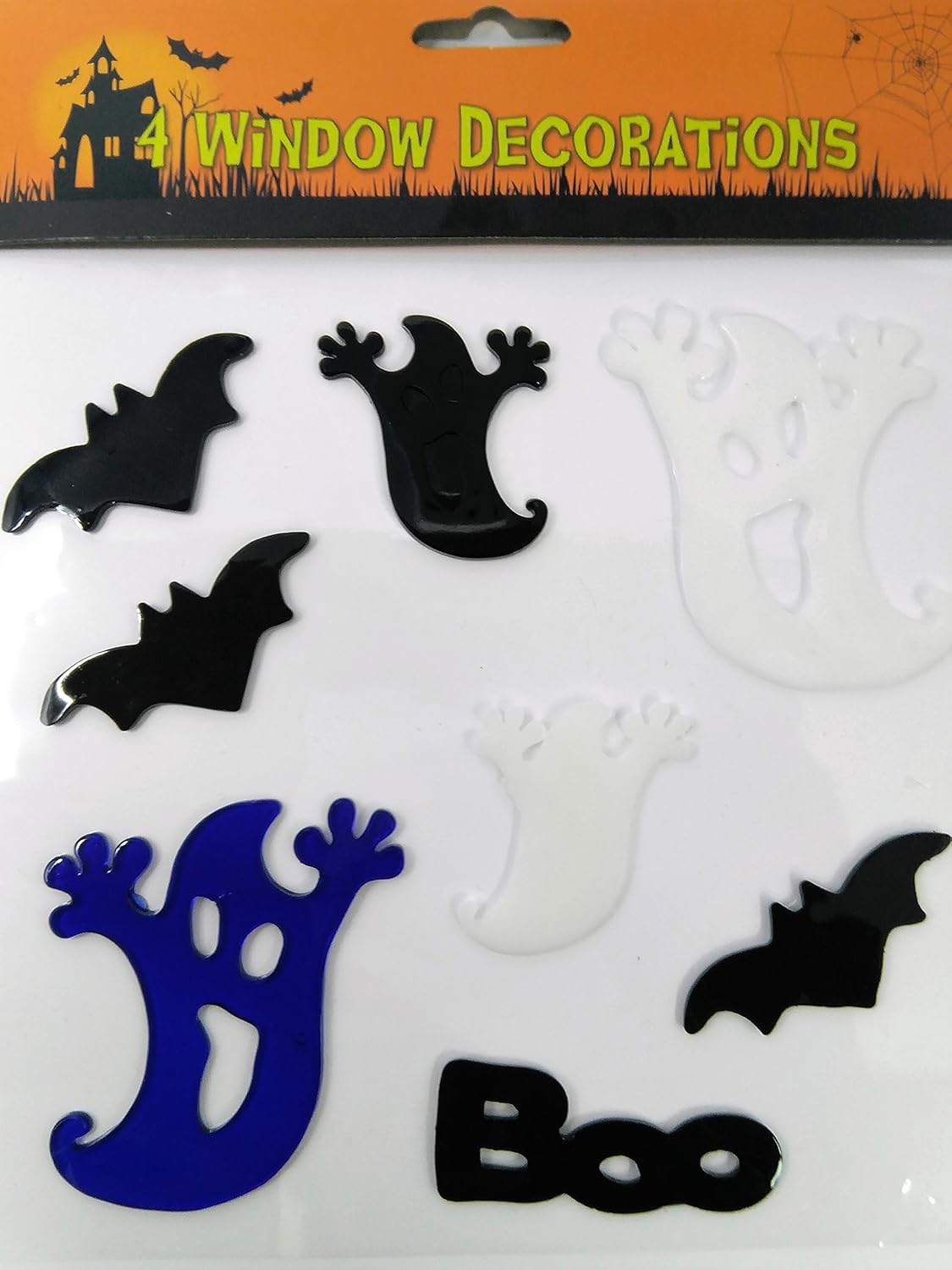 4 Sheets of Halloween Gel Stickers, Halloween Window Gel Clings BigaMart