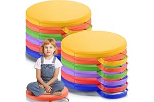 Suzile 12 Pcs 12 Inch Round Floor Cushions for Kids and Toddlers Flexible Seating Classroom Floor Pillow with Handles for Classroom Daycare Preschool Yoga Meditation