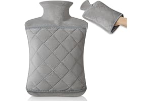 Hot Water Bottle, 2L Hot Water Bag with Hand Pocket Cover, Winter Warmer for Feet Waist Pain Relief Ideal for Women,Men (Gray