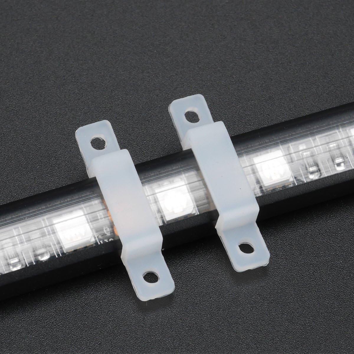 COOLLED - 10 x Clear Soft Silicone LED Strip Fixing Clip For 10mm Max width IP67/68 RGB LED Strip Holders