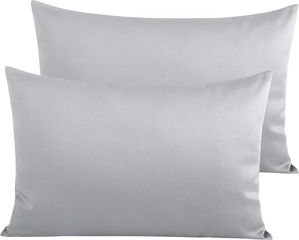 NTBAY 2 Pack 500 Thread Count Egyptian Cotton Pillowcases 50x75 cm Light Grey