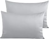 NTBAY 2 Pack 500 Thread Count Egyptian Cotton Pillowcases 50x75 cm Light Grey