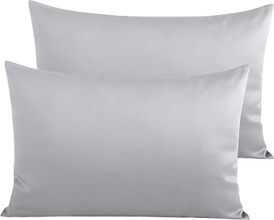 NTBAY 2 Pack 500 Thread Count Egyptian Cotton Pillowcases 50x75 cm Light Grey
