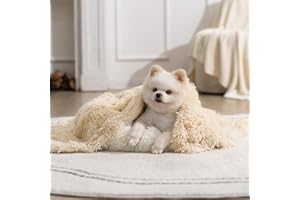 gogobunny Waterproof Dog Blanket for Large Dogs, Cats, Puppy, Reversible Faux Fur Pet Throw Blanket, Washable, Calming Furniture Protection for Sofa Bed (25x35 Inch (Pack of 1), Beige)