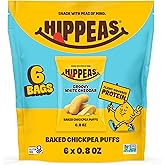HIPPEAS Chickpea Puffs, Groovy White Cheddar, Gluten Free Snacks, Dairy Free, Vegan, 0.8oz, Pack of 6, 3g Protein, 2g Fiber, Crunchy, Nutritious, Baked Plant Protein Snack, Non-GMO, Kosher