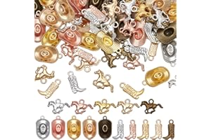 PH PandaHall 120PCS Western Cowboy Charms 3 Styles Western Horse Charms Cowboy Boot Pendants Hat Dangle Bead Charms Cowboy Me