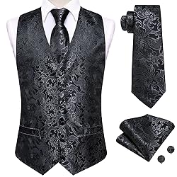 Dubulle Suit Vest Tie Set Mens Black Paisley Floral