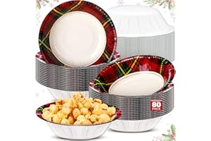 Sliner 80 Pcs 16 Oz Snowflake Disposable Paper Bowls Bulk Large Winter Serving Holiday Christmas Salad Bowls Winter Themed Disposable Ice Cream Cups for Snack Dinner Food Party (Red and Green)