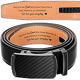 Bunnycool Mens Belt Personalized Engraved Here's to The Dad Mens Belt Leather Slide Ratchet for Him Husband Valentine's Day Birthday Gift, 36-42 Inch, Black