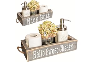 MAINEVENT Nice Butt Bathroom Decor Box, One Box with Print on 2 Sides Farmhouse Bathroom Toilet Decor, Nice Butt Rustic Organizer