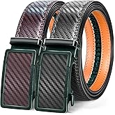 QVGFCTB Ratchet Belts for Men - 2 Pack Leather Belts for Men, Easy to Slide, Adjustable, Gift for Him, Dress&Casual (1 3/8")