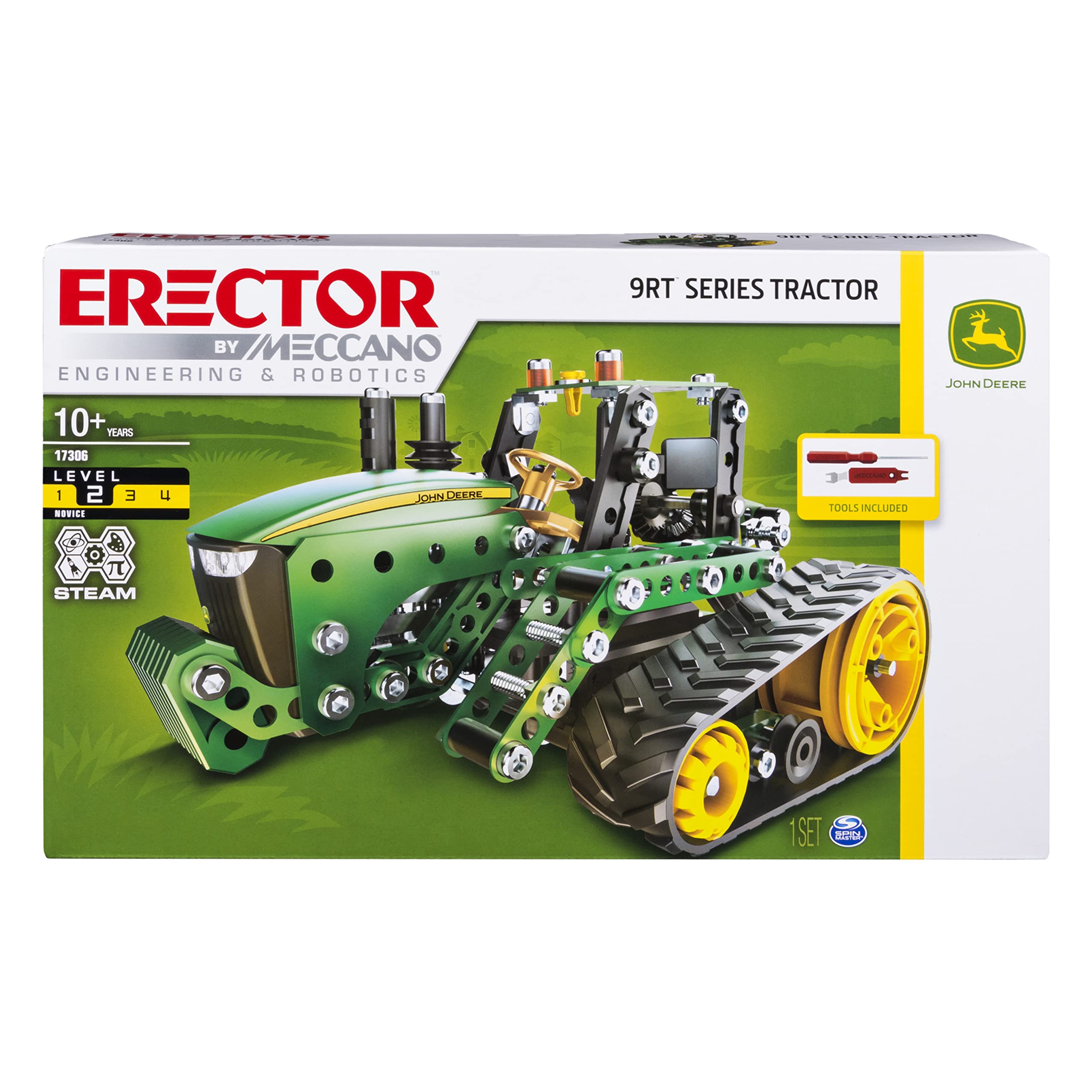MECCANO Erector, John Deere 9RT Series Tractor Building Set, Stem