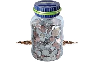 DISCOVERY KIDS Discovey Digital Coin Counter Money Jar, LCD Screen, Automatic Piggy Bank Savings for US Coins, Keeps Track of Deposits, Battery Operated, Kids Gift