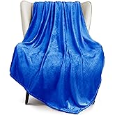 Exclusivo Mezcla Fleece Throw XL Blanket for Couch, Sofa, Super Soft and Warm Cobalt Blue Blankets, All Season, Cozy, Plush, Lightweight, 50x70 Inches