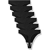 GRANKEE Women's High Waisted Breathable Seamless Thong Panties,No Show Workout Underwear,Comfortable Cotton Crotch,6 Pack