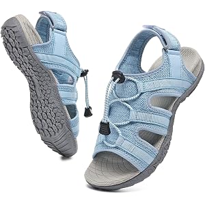 Bravover Women's Orthopedic Walking Sandals with Arch Support, Adjustable Strap Breathable Sport Sandals with Cushioned Tract