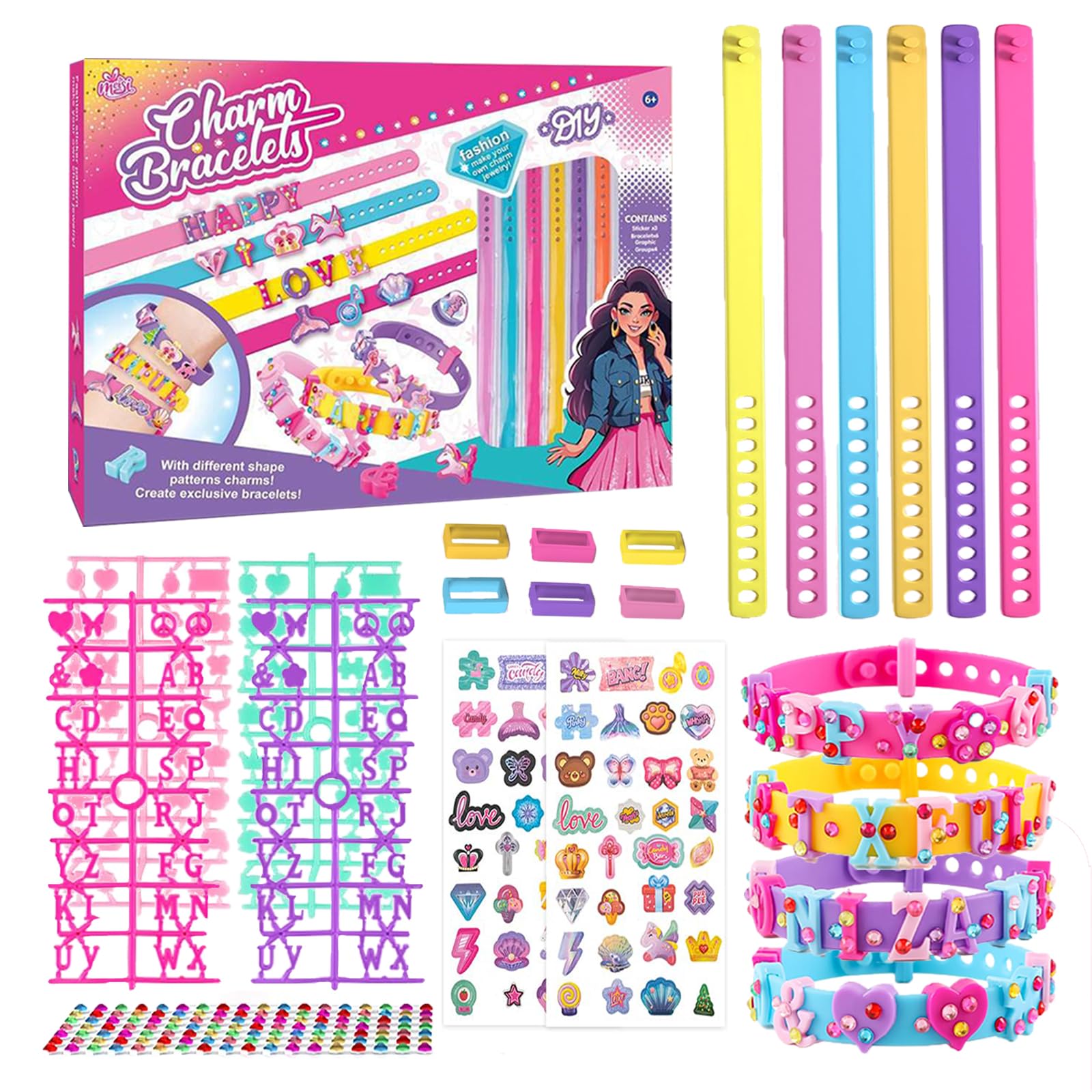 Afufu Arts and Crafts Kits for Kids Ages 3 4 5 6 7 8 9 10 11 12, DIY Friendship Bracelet Making Kit for Girls Birthday Gifts, GEM Creative Activities Diamond Art, Jewelry Making with Charm & Stickers — image 1