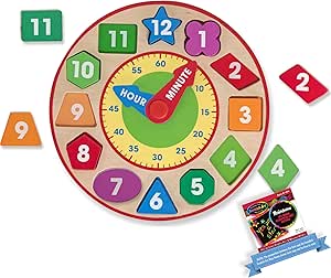 Melissa &amp; Doug Shape Sorting Clock Bundled with 1 M&amp;D Scratch Art Mini-Pad Bundle (08593)