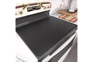 ANEVNA Stove Top Cover for Electric Stove- Range Covers for Electric Stove,Silicone XXL Dish Drying Mat, Glass Cooktop Covers, Flat RV Range top Mats (Black, 28"x20")