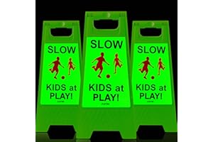 JUZTEC Children at Play Safety Signs for Street - Kids Playing Reflective Caution Sign for Neighborhoods (3 Pack) - Slow Down