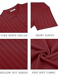 COOFANDY Men's Short Sleeve Shirts Vintage Button