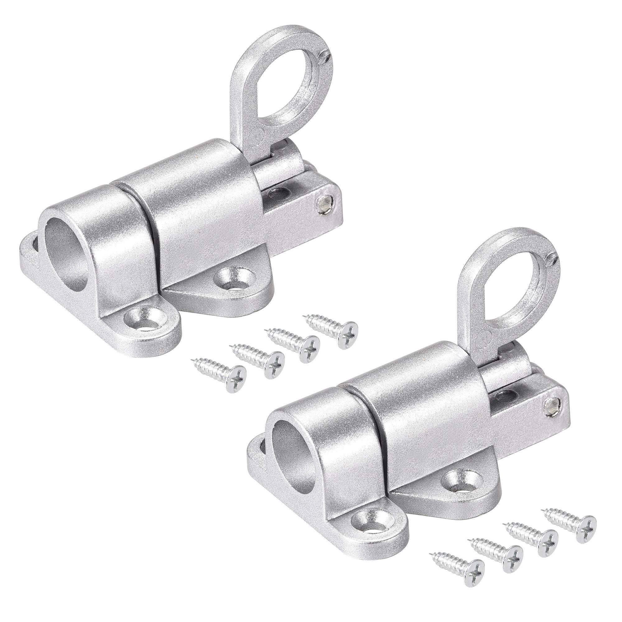 sourcing map Door Spring Bolt Aluminum Alloy Security Automatic Window Gate Latch Bounce Lock Silver Tone 2pcs