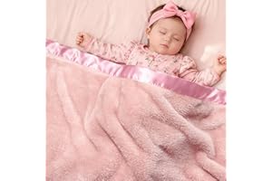 Pro Goleem Fleece Baby Blankets for Girls with 2 Inch Satin Trim, Super Soft Plush Receiving Blanket for Infant Toddler Newborn, Cozy 30x40 Inch Crib & Stroller Blanket (Pink)