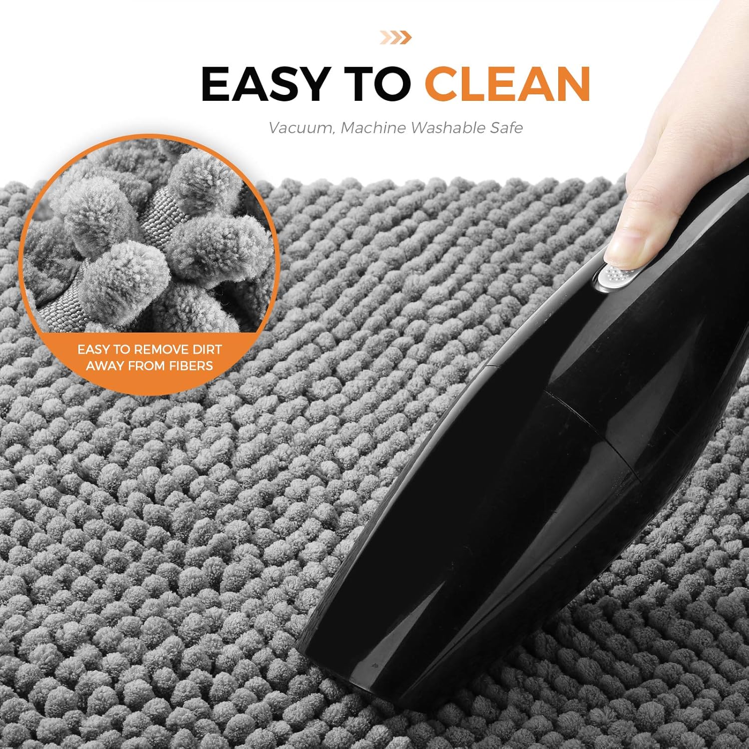 Delxo Kitchen Rug Sets, 2 Piece Non-Slip Soft Super Absorbent Kitchen Mat Doormat Carpet Set, Chenille Microfiber Material, 17"x48" +17"x24" (Grey): Kitchen & Dining