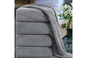 SMUGE Ultra Soft Bath Towel Set of 4, Grey Extra Large Textured Microfiber Luxury Towels 35x70 in, Quick Dry, Highly Absorbent, Fluffy, Oversized, for Bathroom Shower Pool Hotel Beach
