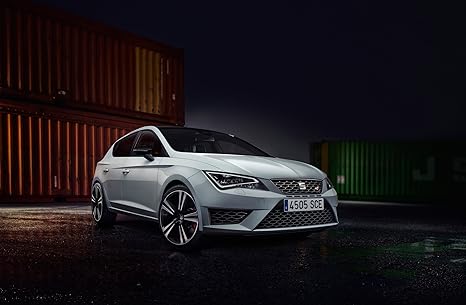 Amazon Com Seat Leon Cupra Sc 14 Car Art Poster Print On 10 Mil Archival Satin Paper White Front Side Static View 36 X24 Posters Prints