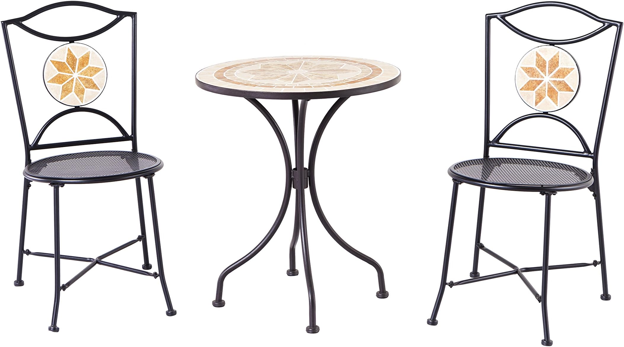 Backyard Classics Ashland 3-Piece Mosaic Patio Set with Mesh Chairs and Round Table