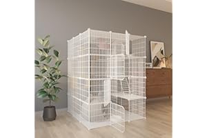 LEPTZOA Large 4-Tier Cat Cage Indoor, DIY Cat Enclosures Detachable Metal Wire, Indoor Cat Crate Exercise Place Ideal for Kitty, Small Animals