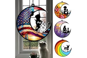 Personalized Cat Memorial Suncatcher Custom Name Cat Breeds Suncatcher Ornament Loss of Cat Sympathy Gift for Cat Lover-6"