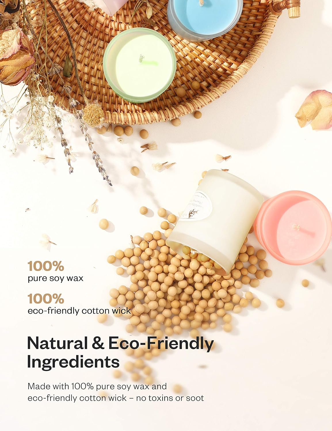 Scented Candles Gift Set, 6 Natural Soy Wax Aromatherapy Candle with Essential Oil for Stress Relief Relaxation, Smoke-Free Strong Fragrance Long Lasting for Christmas Bath Home Decor: Home Improvement