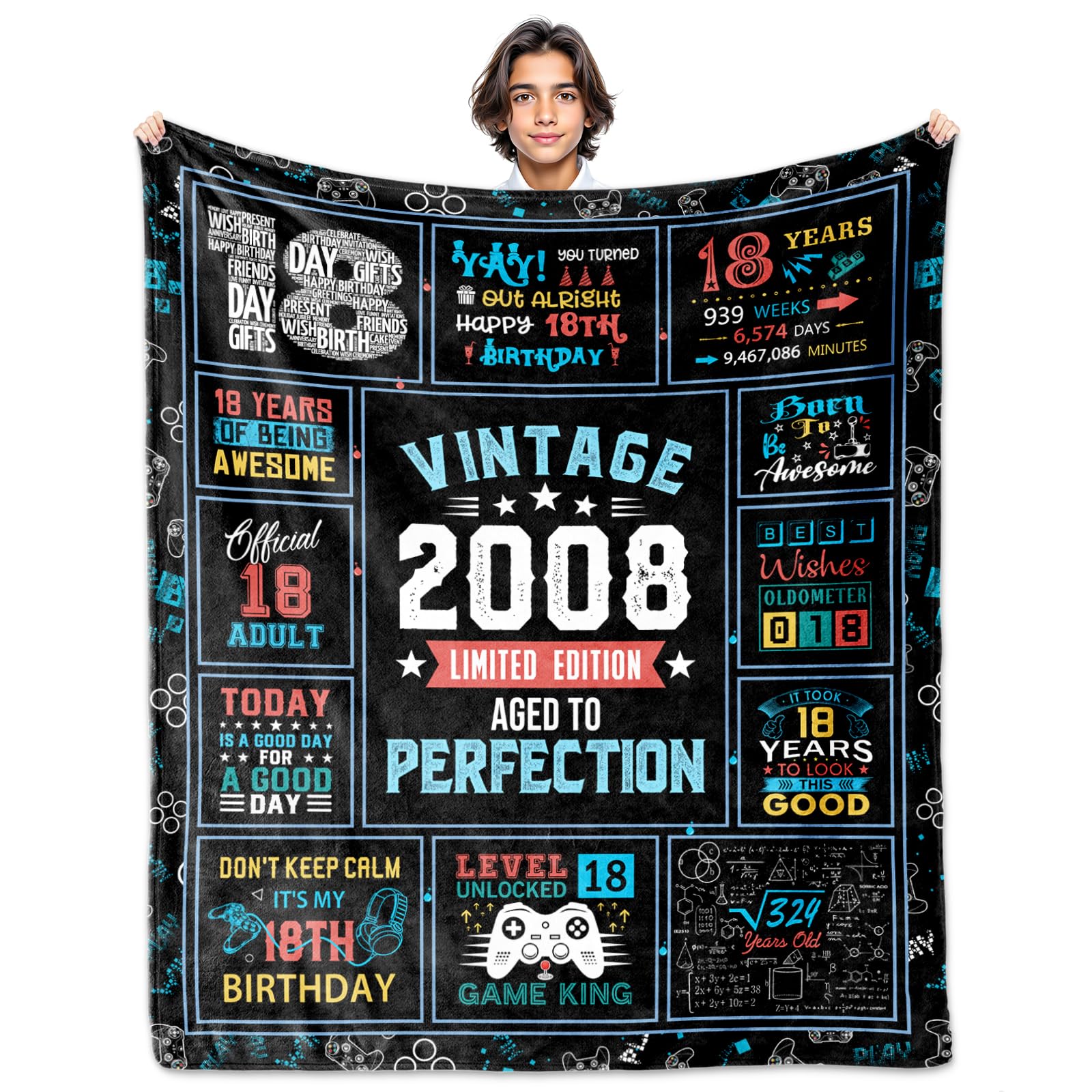 Photo 1 of **The year says 2007, Pic for reference*** Yofipon 18th Birthday Gifts for Boys, Birthday Gifts for 18 Year Old Boy Blanket 60"X50", Gifts for 18 Year Old Boy, 18th Birthday Decorations for Boys Men Gift Ideas for Son Grandson Brother