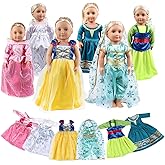 18 inch Doll Clothes Accessories - 6Pcs Different Princess Costume Dress Fits All 18-inch Dolls Across Brands