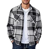 COOFANDY Men's Flannel Shirts Long Sleeve Casual Cotton Plaid Button Down Shirt Jacket with Pockets