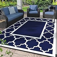 GENIMO Outdoor Rug Waterproof for Patio Decor, Foldable Reversible Plastic Straw Area Rugs Mat for Camper, Outside Carpet for