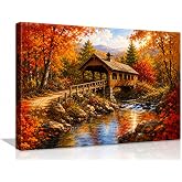 CSYHXQCZJ Fall Wall Art Decor Pictures Canvas Prints 16"x12" | Fall Pictures Wall Decor Autumn Forest Canvas Prints Painting Artwork for Bathroom Living Room Bedroom Dining Room
