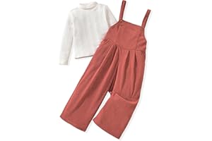 HINTINA Toddler Girl Corduroy Jumpsuit Overall Long Casual Loose Bib Pants 2 Pieces Outfits
